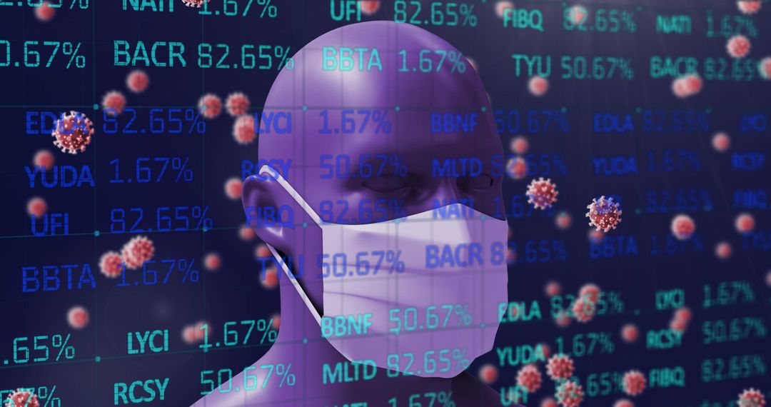 Stock Market Data Overlay on Model Representing Pandemic with Covid-19 - Free Images, Stock Photos and Pictures on Pikwizard.com