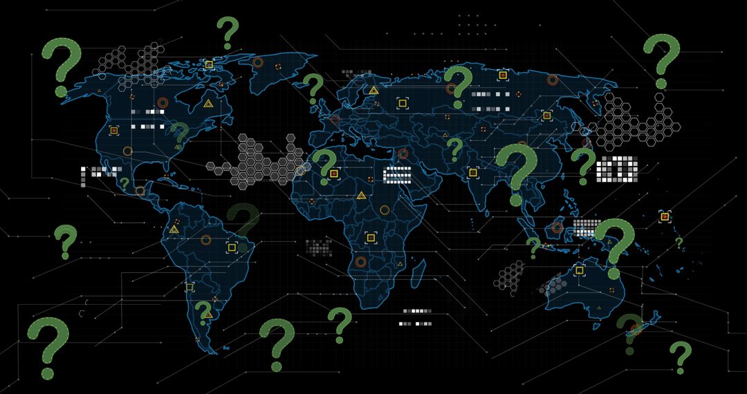 Global Technology Queries Over World Map with Digital Interface