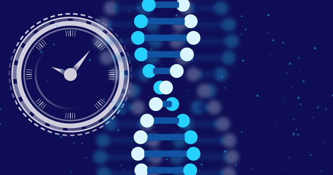 Clock Over DNA Strand Represents Genetic and Time Concept