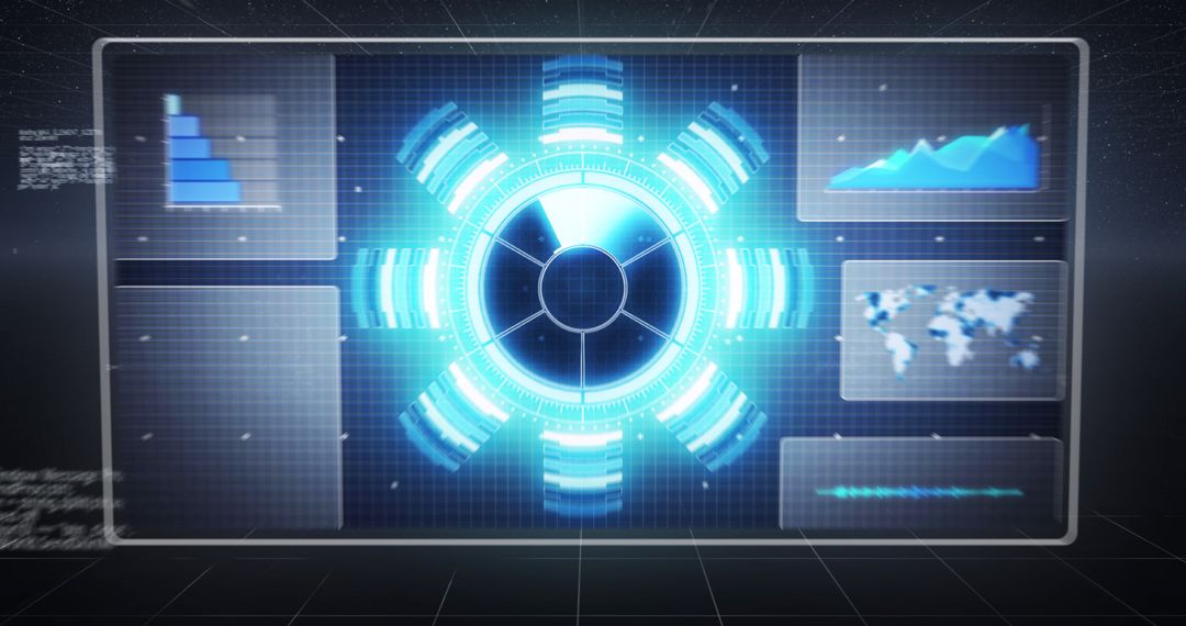 Futuristic Data Interface with Statistics and World Map Elements - Free Images, Stock Photos and Pictures on Pikwizard.com