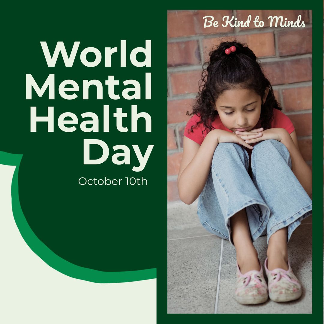 World Mental Health Day Awareness Design with Sad Curl