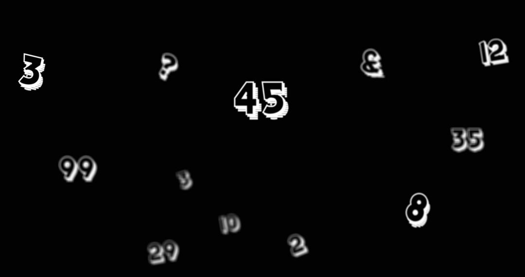 Floating Glitch Numbers on Black Background with Avante-Garde Design