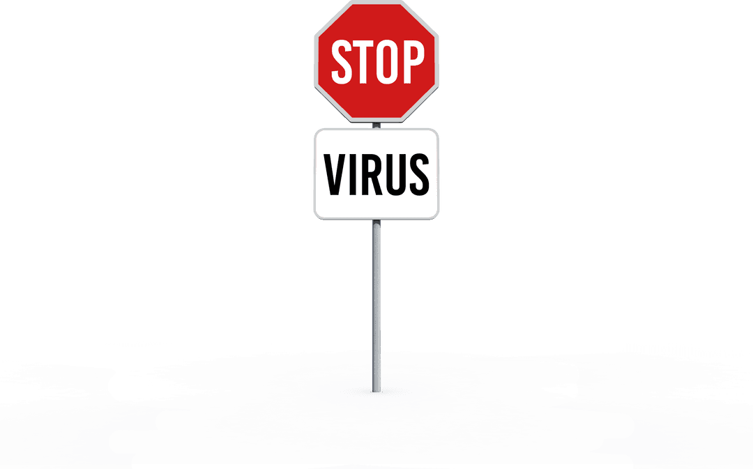 Transparent Stop Virus Road Sign Over Isolated Background