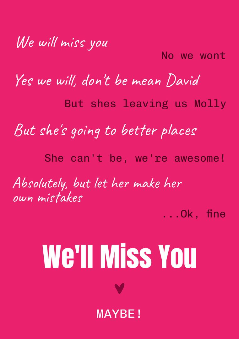 Farewell Card With Playful Debate on Pink Background - Download Free Stock Templates Pikwizard.com