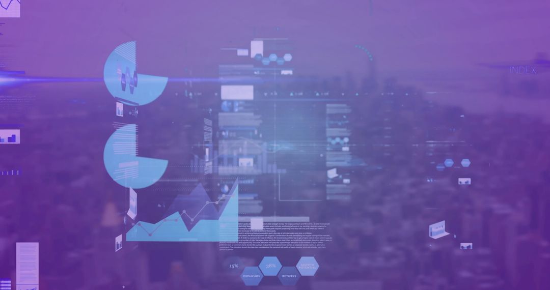 Abstract Financial Data Processing Over Cityscape