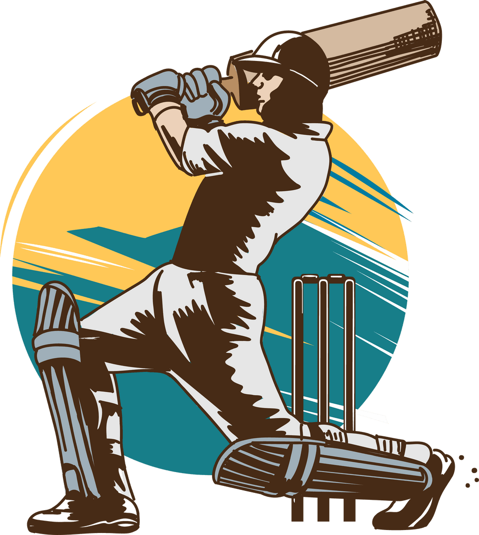 Dynamic Cricket Batsman Swinging Bat in Transparent Style