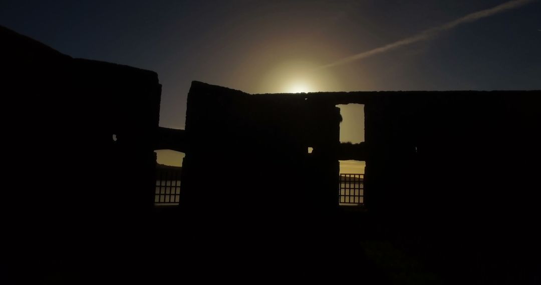 Silhouette of Ancient Ruins Against Sunset Sky - Free Images, Stock Photos and Pictures on Pikwizard.com