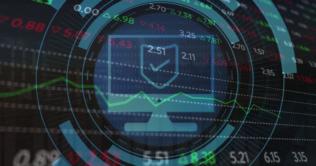 Digital Interface with Stock Market Data and Security Icon
