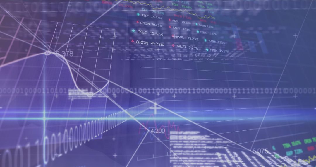 Digital Data Flow and Code on Blue Tech Background