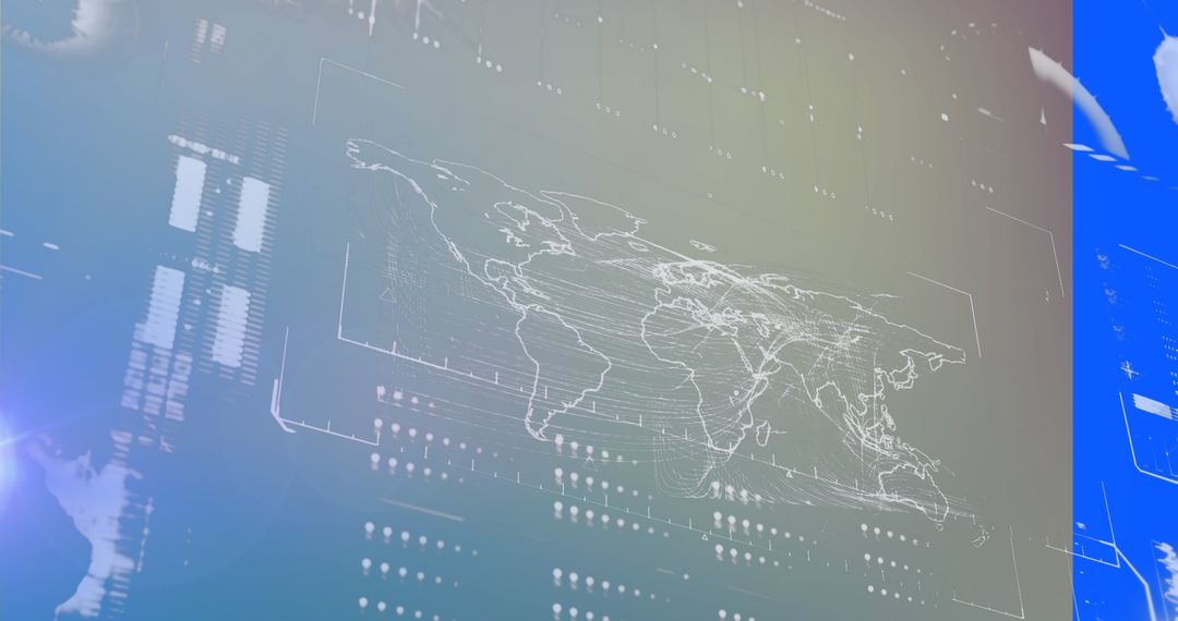 Futuristic Digital World Map Hologram Interface