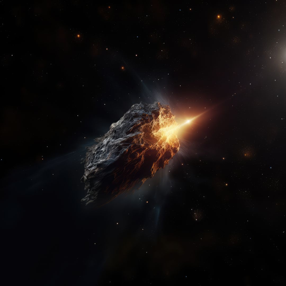 Burning Asteroid in Deep Space Collision Course - Free Images, Stock Photos and Pictures on Pikwizard.com