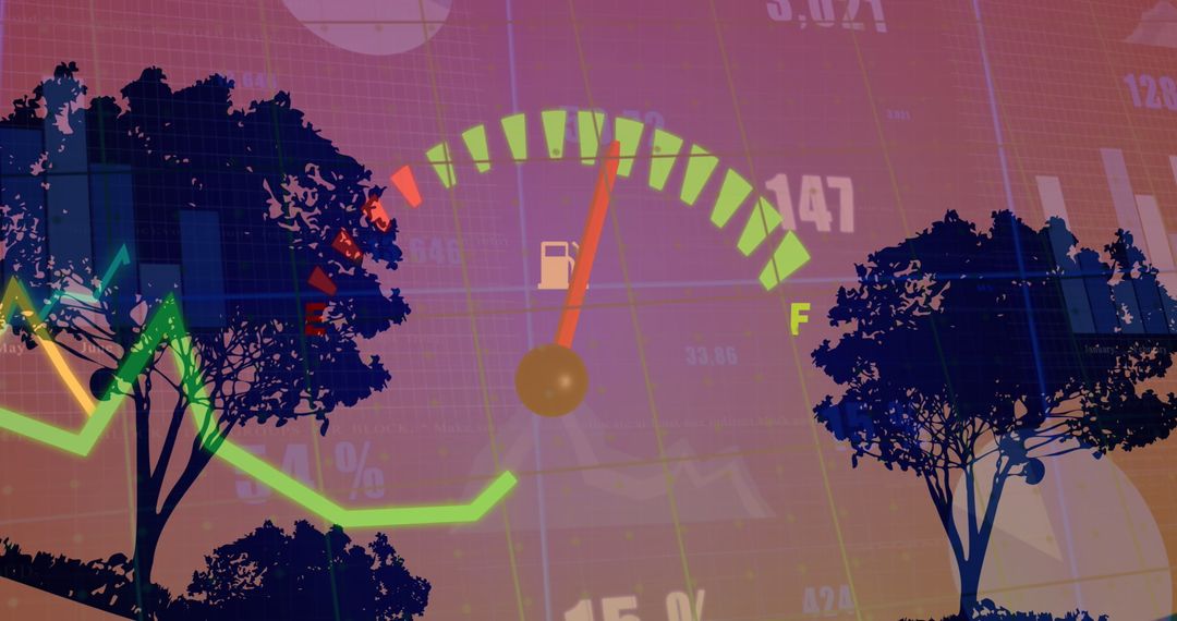 Tree Silhouettes with Automotive Gauge and Data Integration