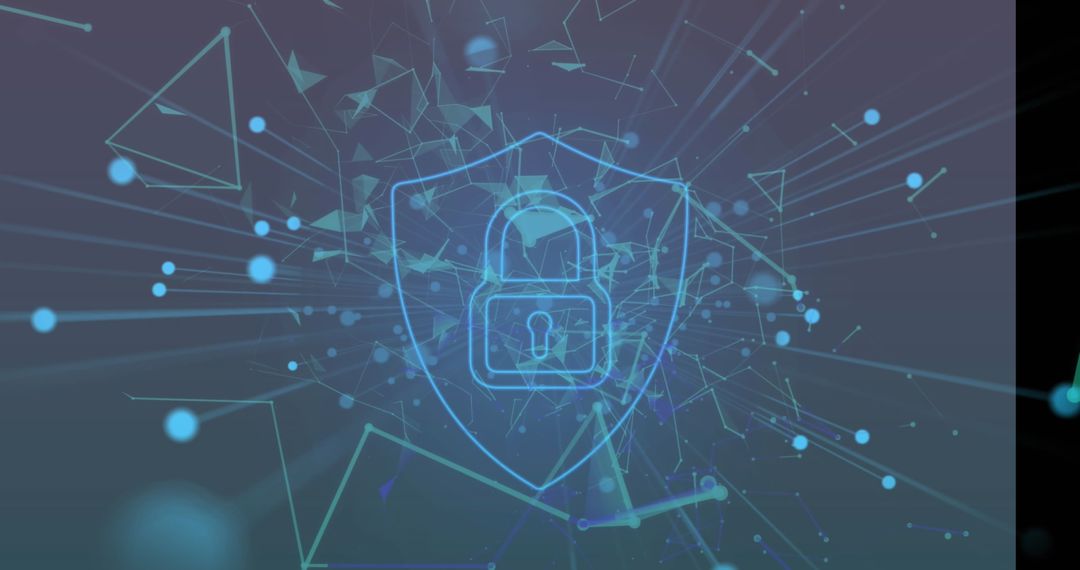 Cybersecurity Shield with Network Connections Against Glowing Background