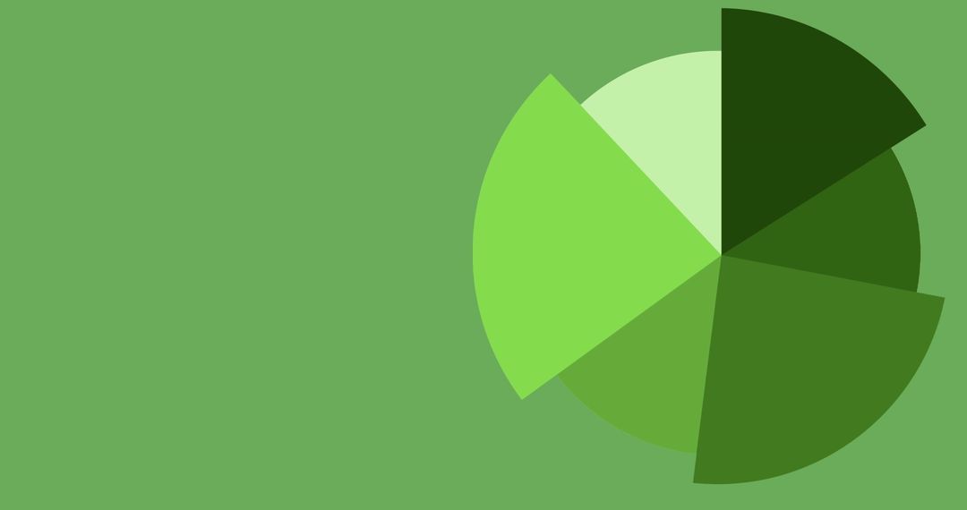 Green Themed Pie Chart Illustration on Solid Background