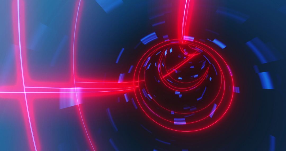 Glowing Light Tunnel in Red and Blue Energized Motion
