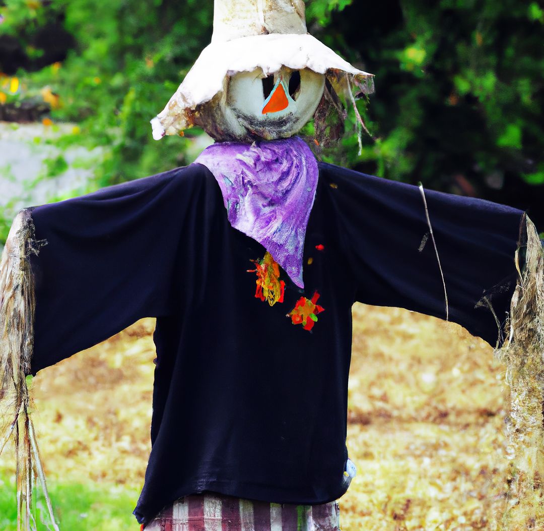 Handmade Scarecrow in Garden on Summer Day - Free Images, Stock Photos and Pictures on Pikwizard.com