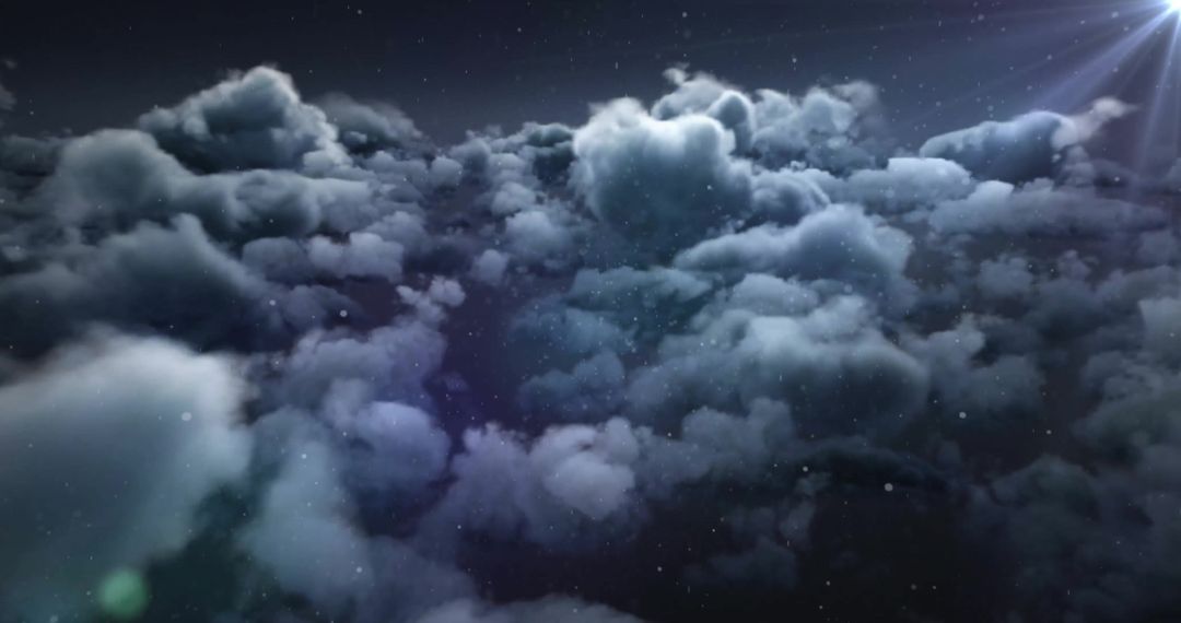 Dark Cloudy Night Sky with Starry Glow