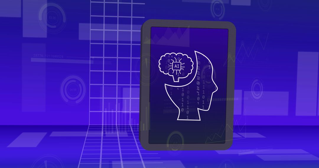 Abstract ai data processing concept with digital interface