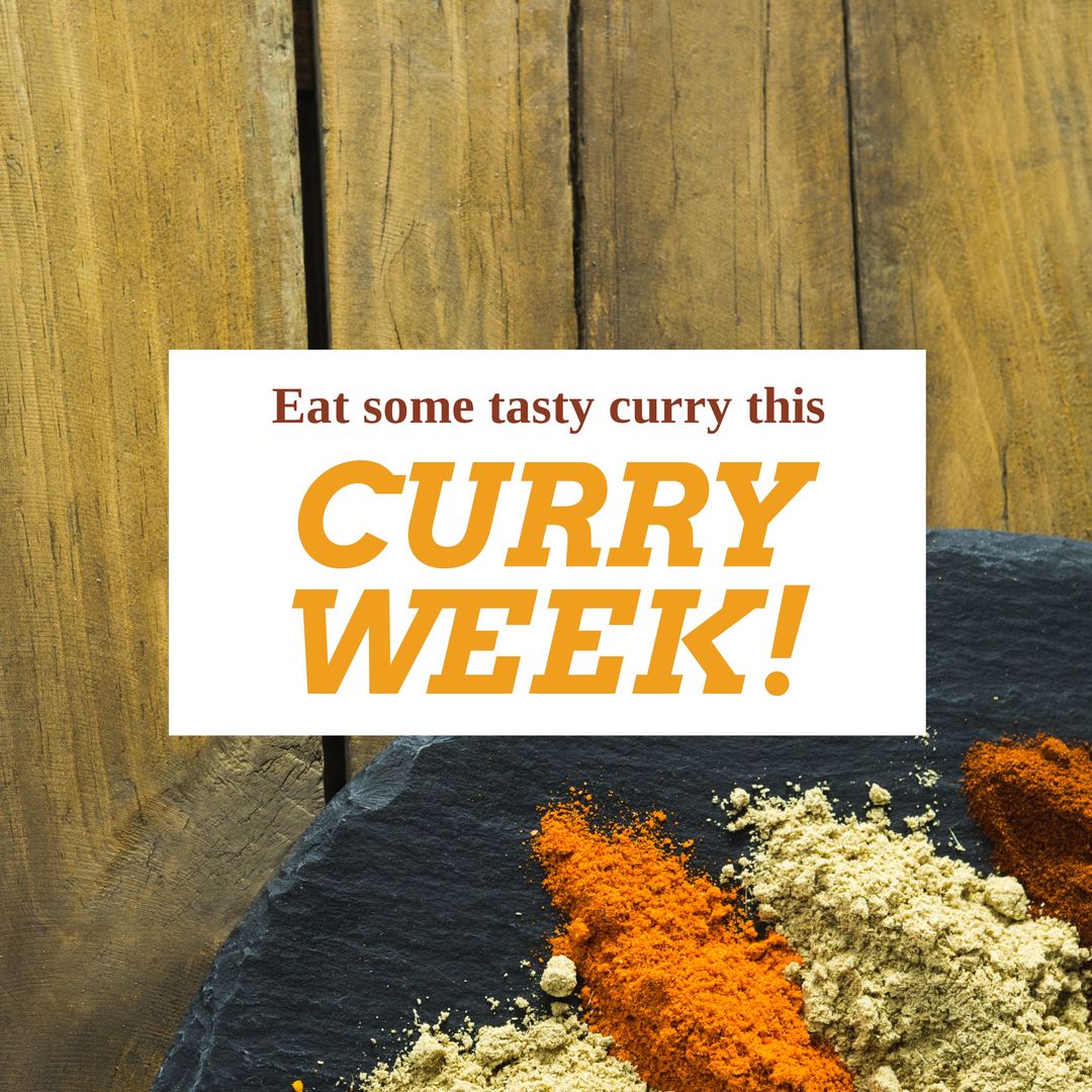 Curry Week Promotion with Colorful Spices on Wooden Table - Download Free Stock Templates Pikwizard.com