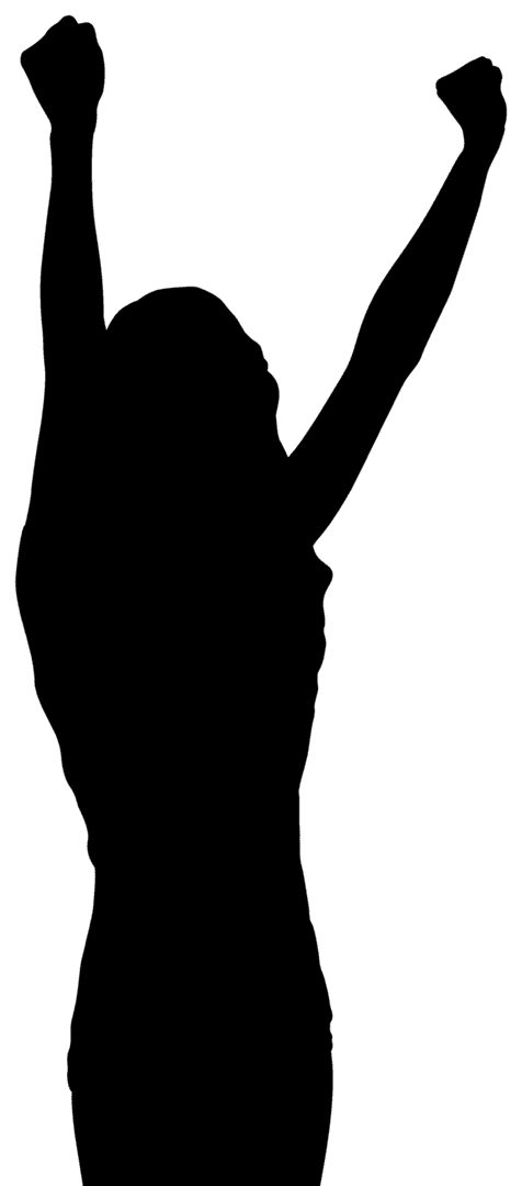 Celebratory Female Silhouette with Transparent Background