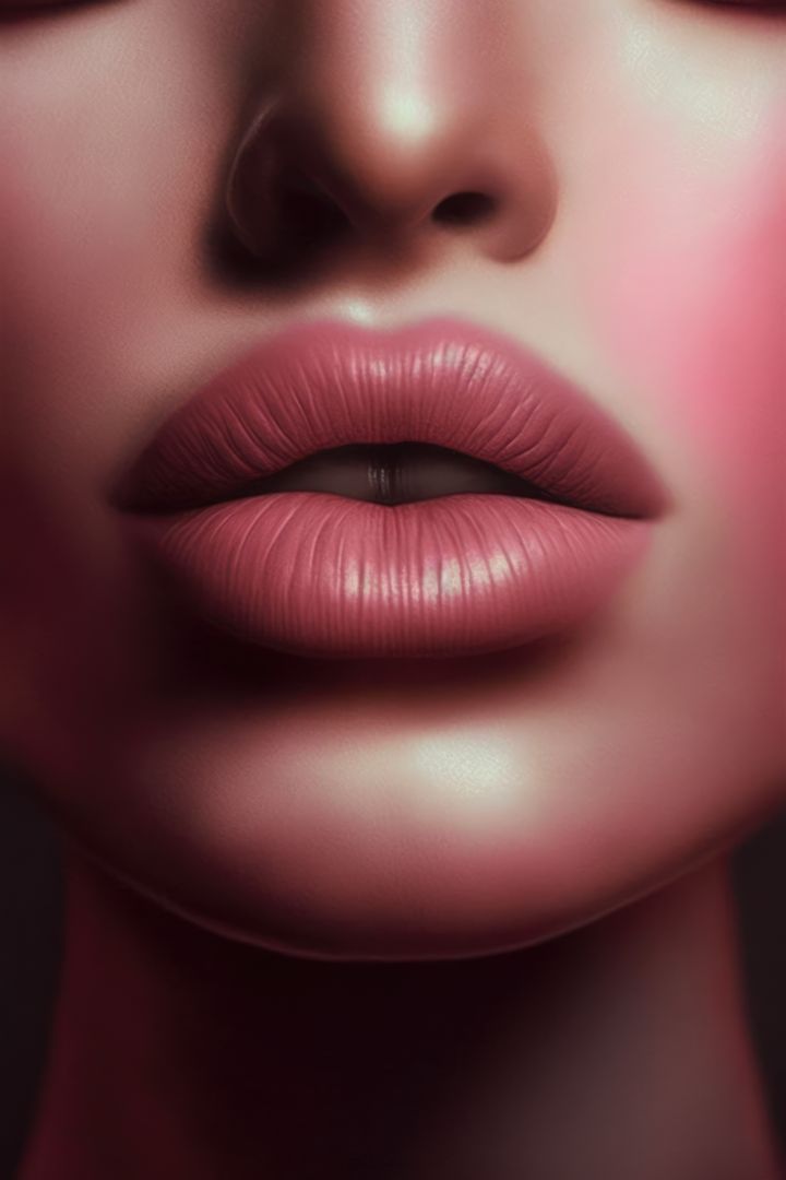 Close up of female lips with satin nude lipstick, created using generative ai technology - Free Images, Stock Photos and Pictures on Pikwizard.com