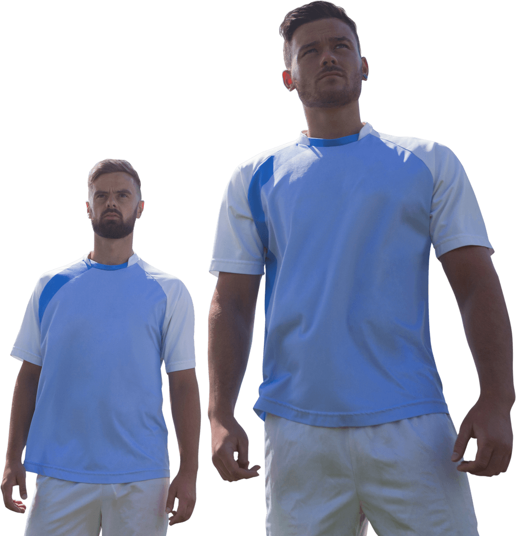 Caucasian Male Footballers Isolated on Transparent Background for Sports Design