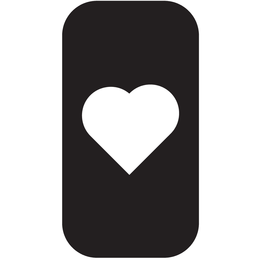 White Heart Design on Black Smartphone Case Background