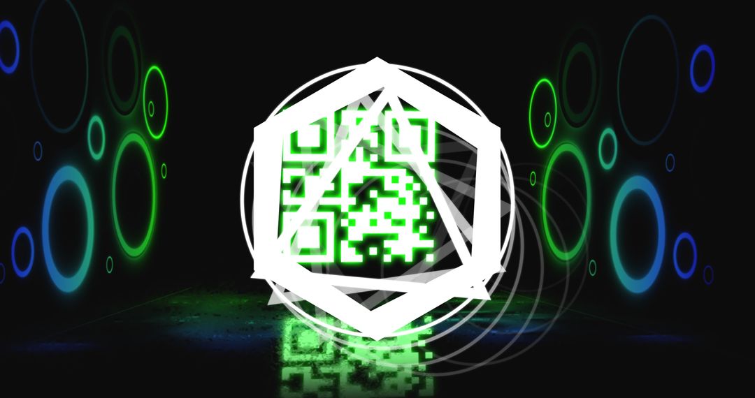 Glowing QR Code with Neon Geometric Features