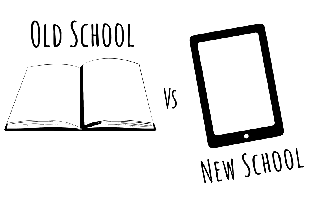 Transparent Old School Versus New School Concept Illustration