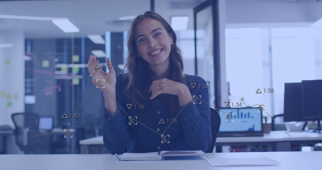 Businesswoman Engagement Concept with Data overlaid