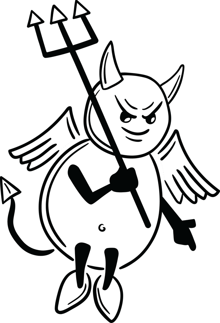 Transparent Spooky Devil with Wings and Pitchfork Illustration