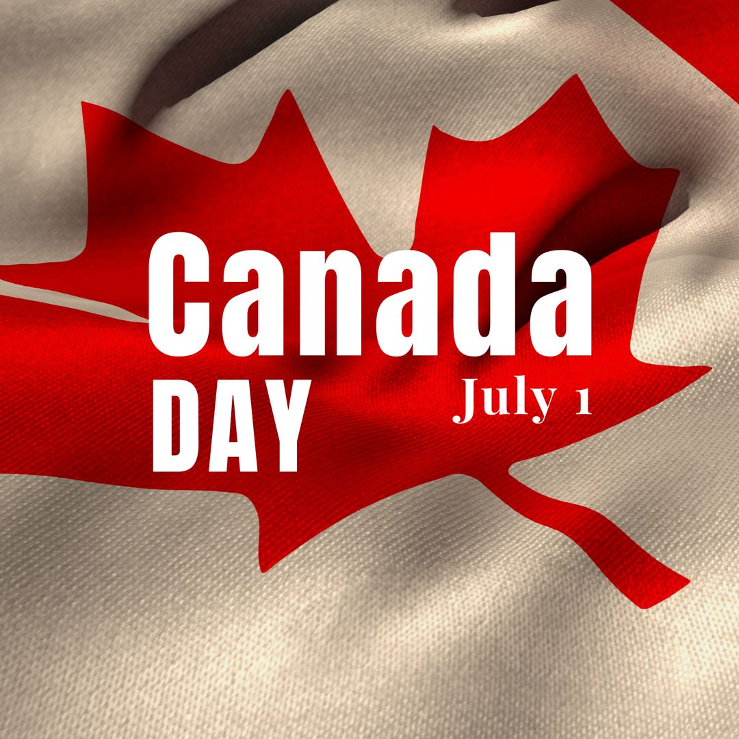 Canada Day Celebration Concept with July 1 Text on Flag