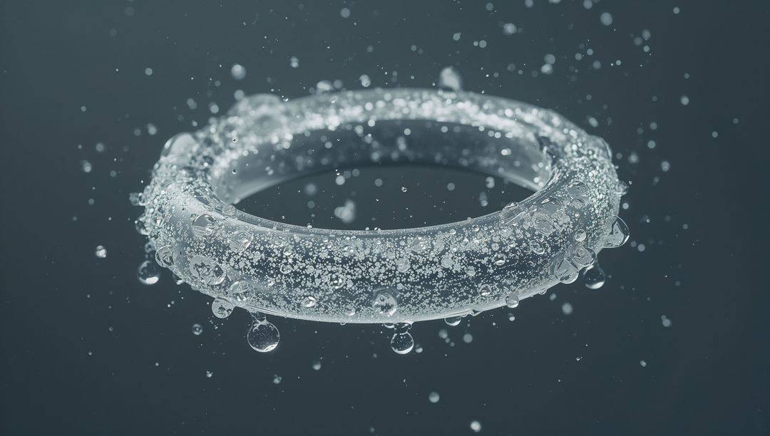 Floating Translucent Ring Pendant in Water, Drops and Bubbles for Futuristic Theme