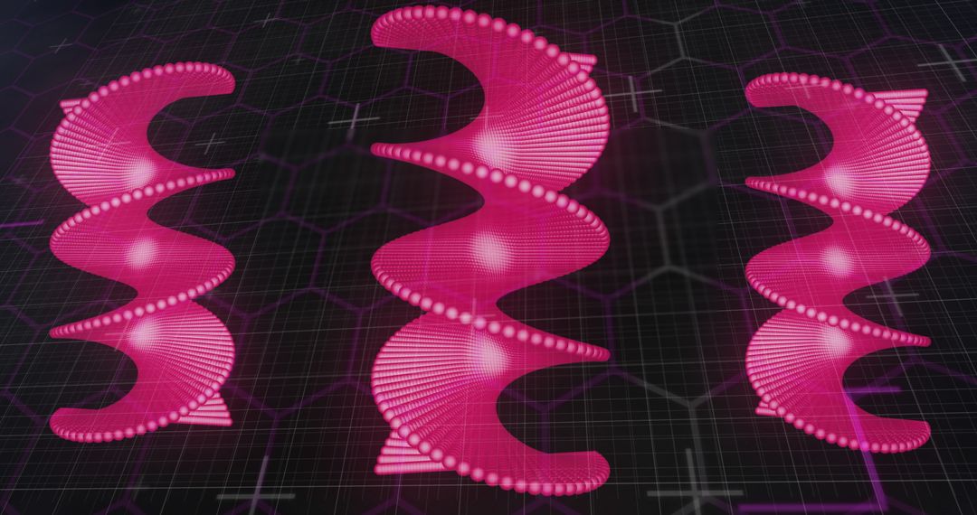 Futuristic Pink Spirals on Digital Grid Background