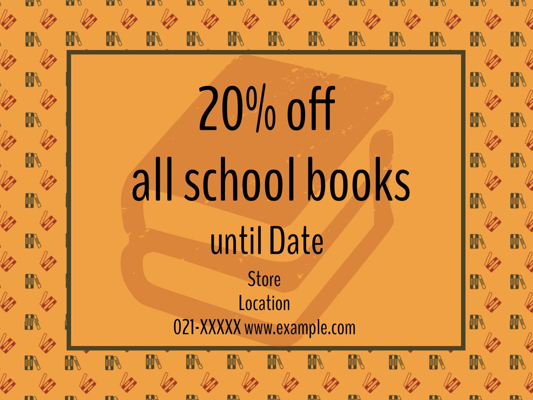 Colorful School Book Sale Promotion with 20% Discount - Download Free Stock Templates Pikwizard.com