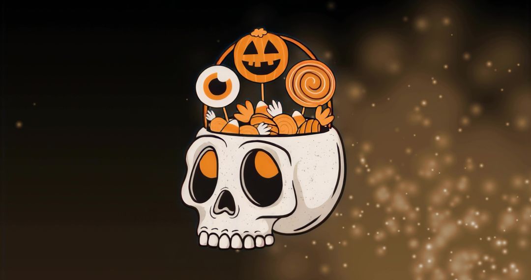 Halloween Skull Filled with Sweets and Candies