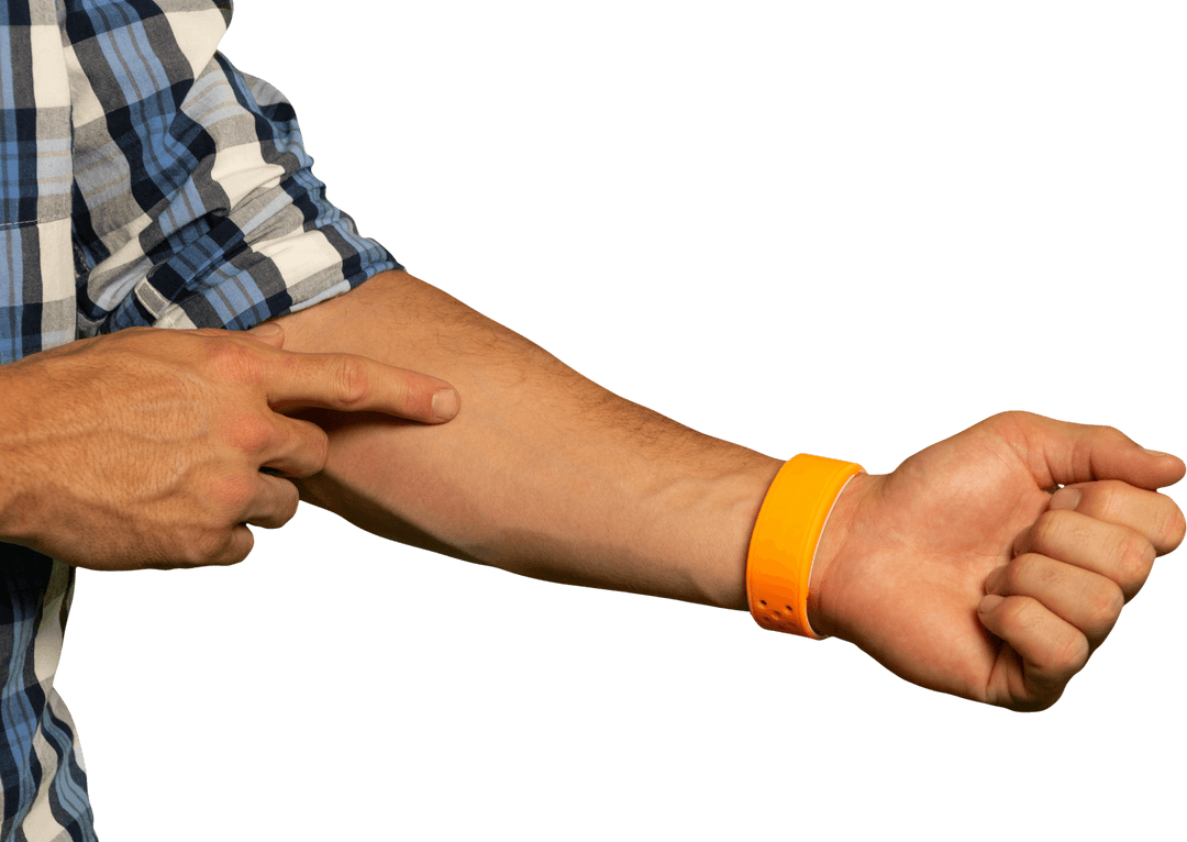 Transparent Man Wearing Positive Energy Bracelet