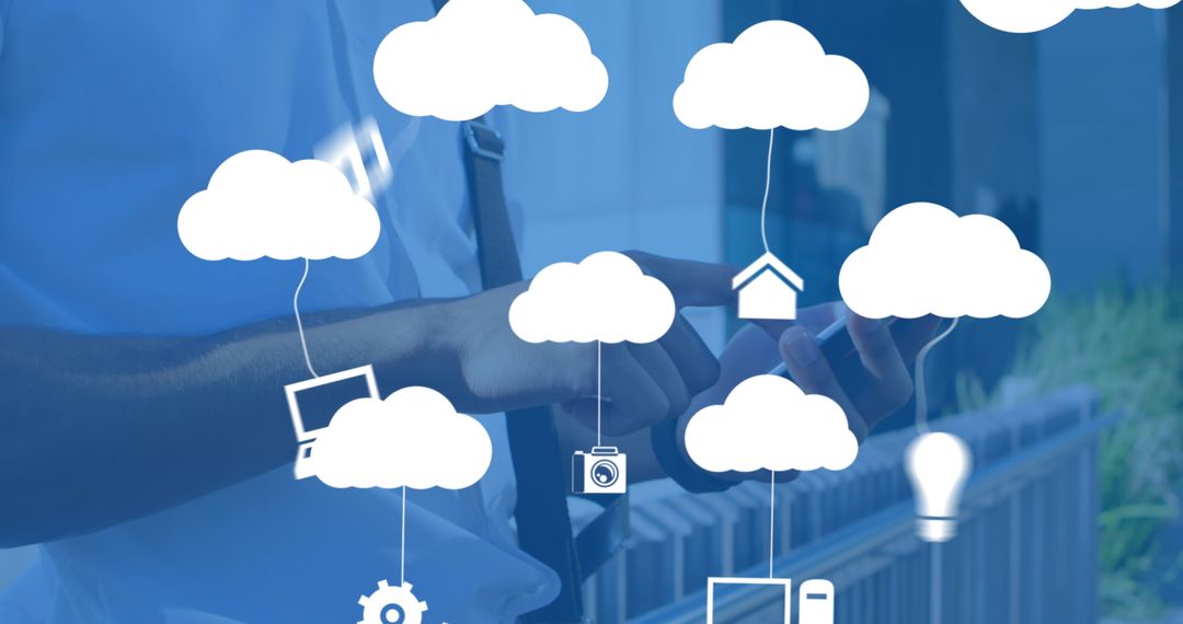 Cloud Computing Concept with Icon Network and Smartphone Interaction