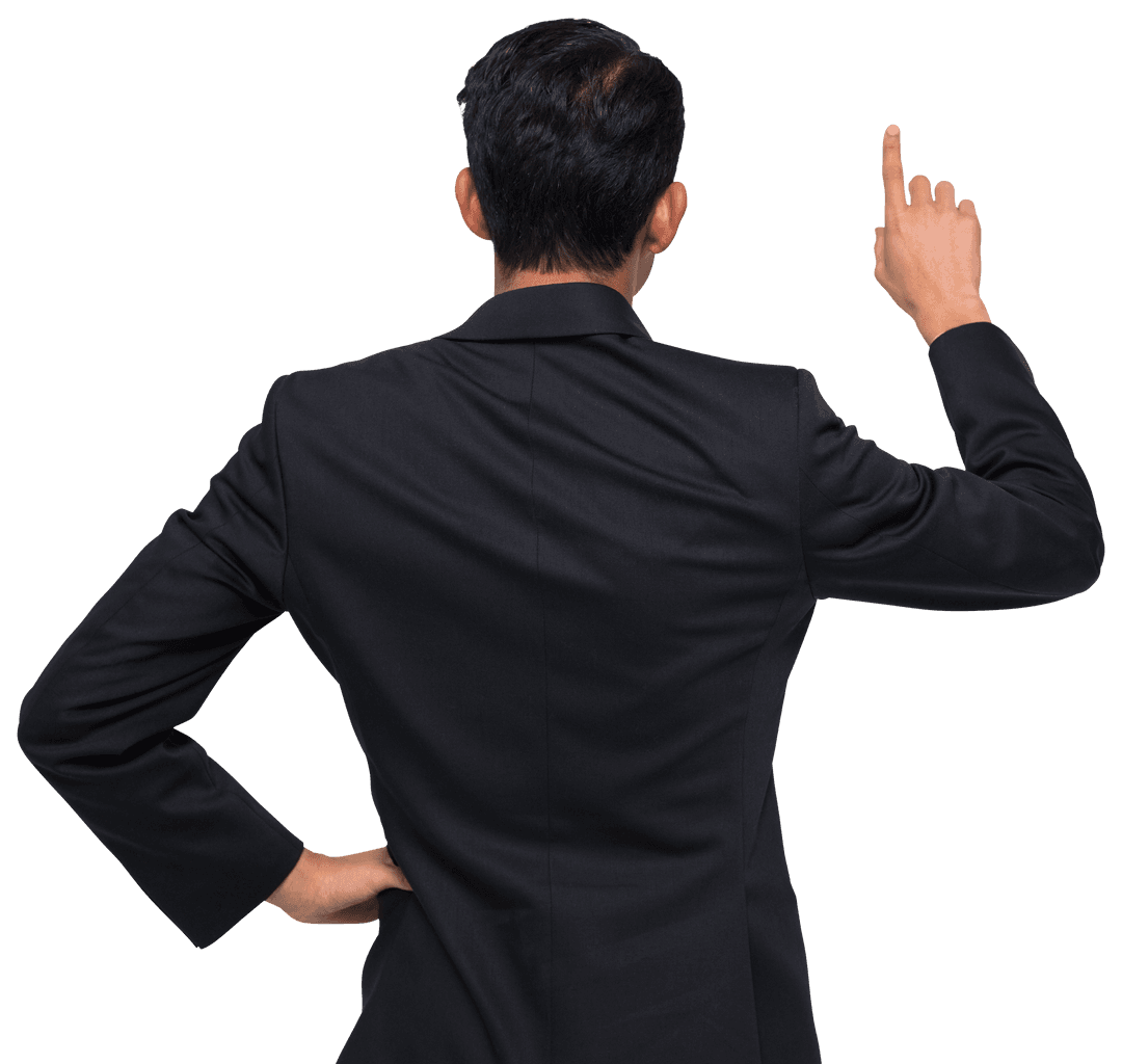 Businessman Gesturing Point on Transparent Background