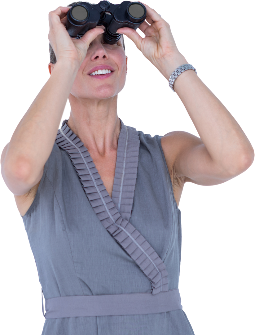 Transparent Businesswoman Using Binoculars to Look Ahead - Download Free Stock Images Pikwizard.com