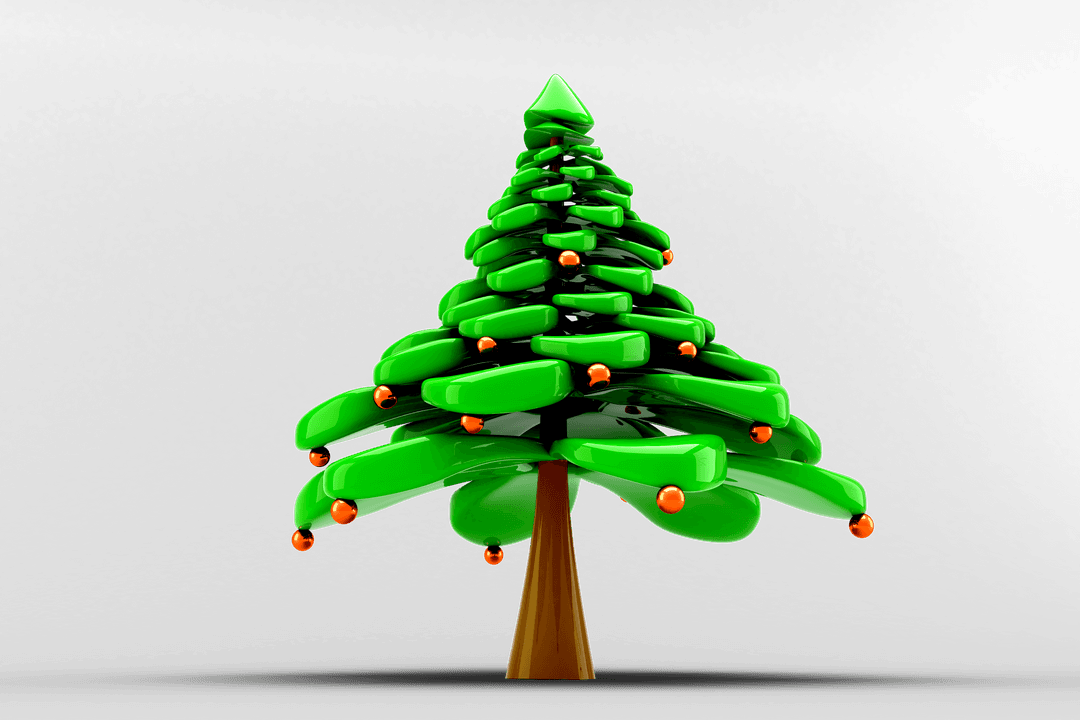 Digital Christmas Tree PNG Illustration on Transparent Background