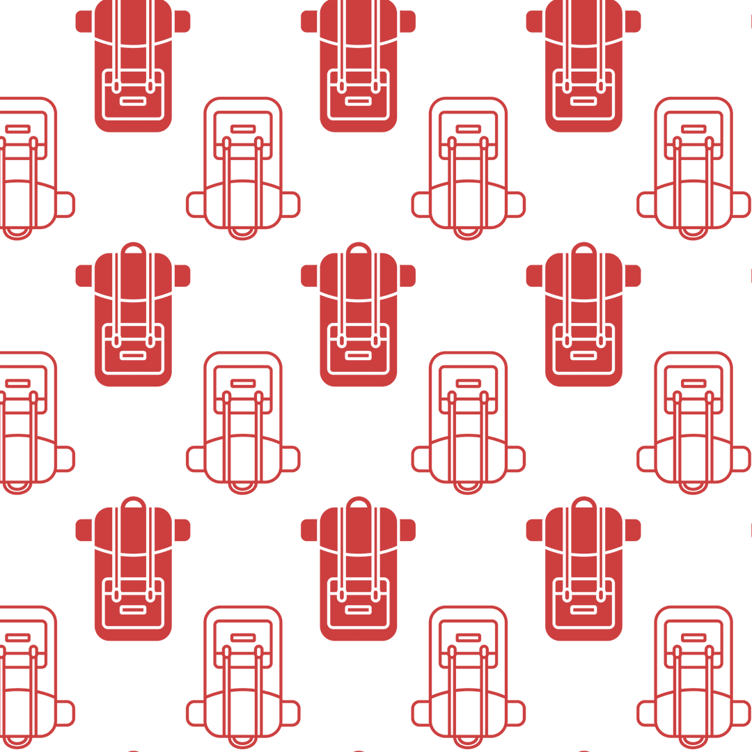 Red Backpack Pattern on Transparent Background Illustration