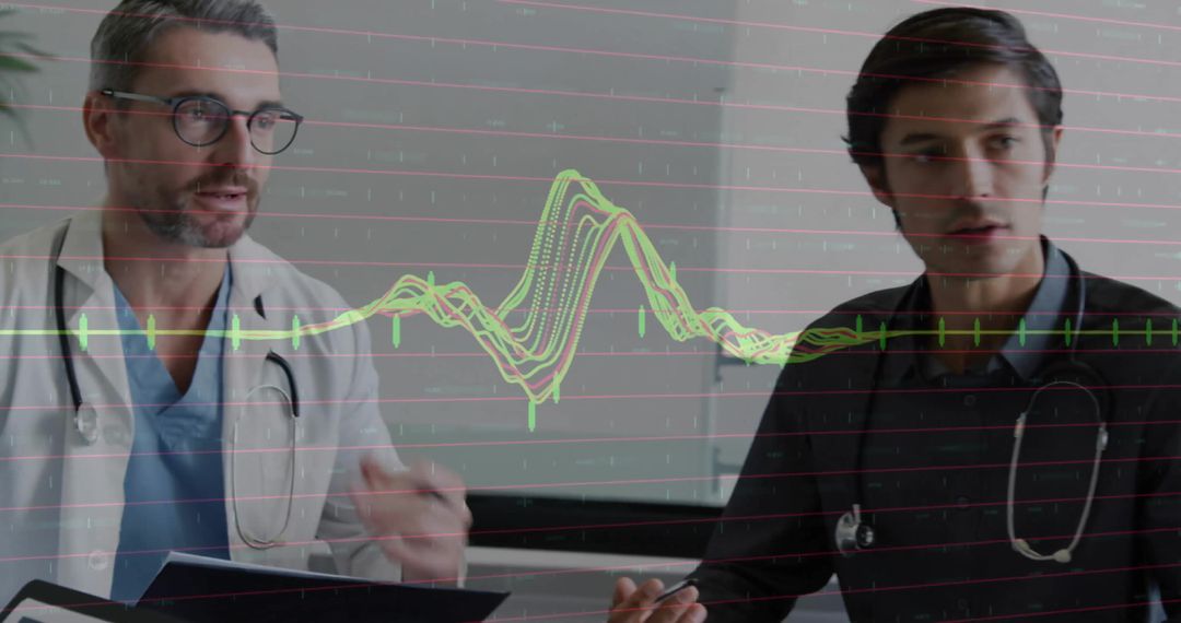 Doctors Discussing Medical Data Analysis and Collaboration