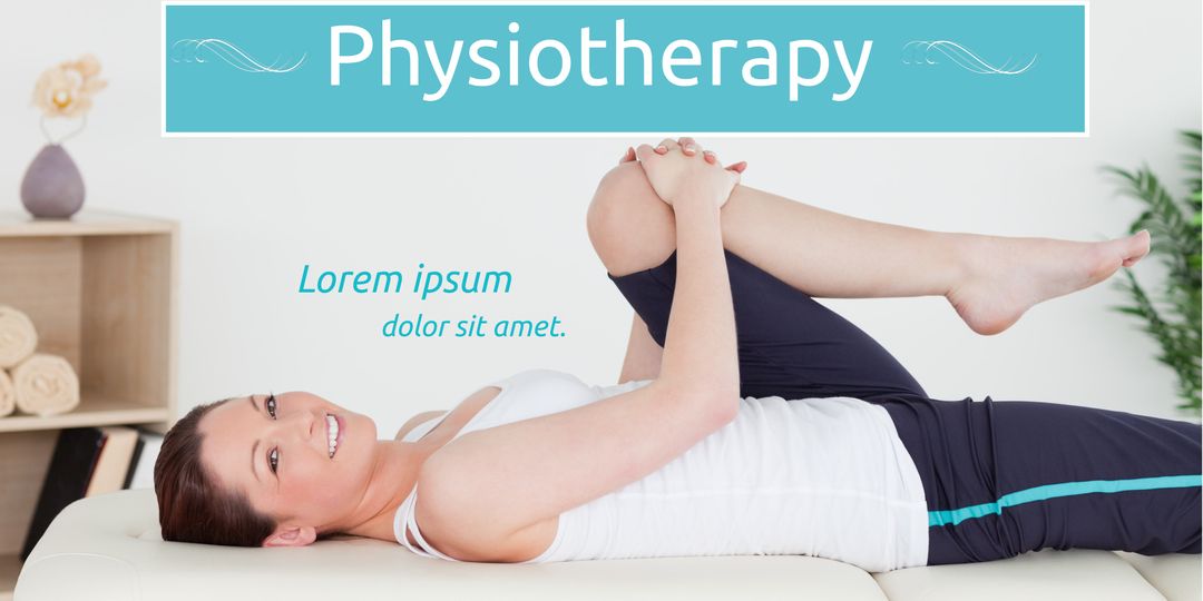 Smiling Woman Practicing Physiotherapy Exercise on Table