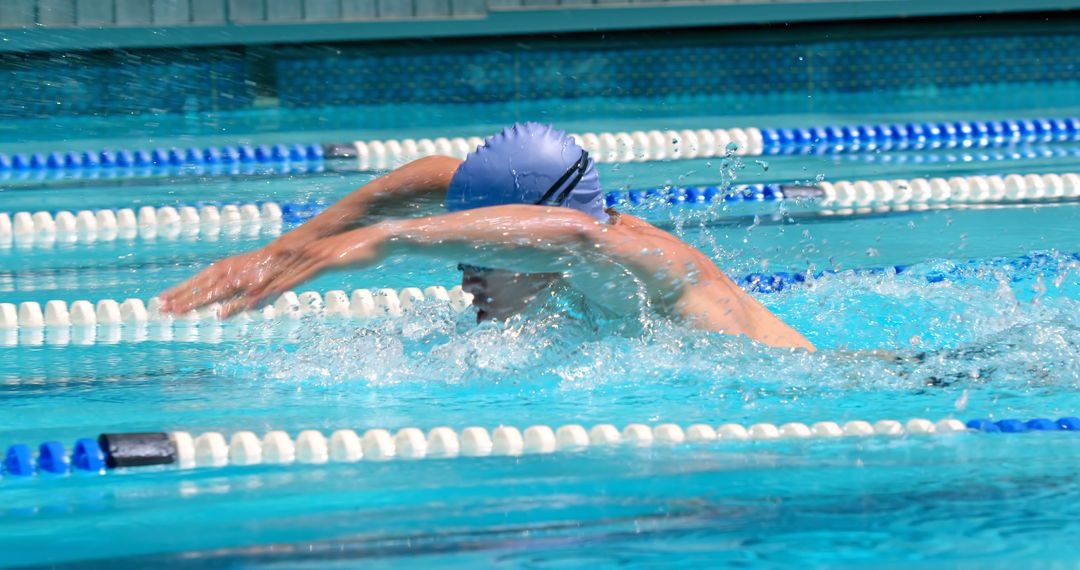 Competitive Swimmer Practicing Butterfly Stroke in Indoor Pool - Free Images, Stock Photos and Pictures on Pikwizard.com