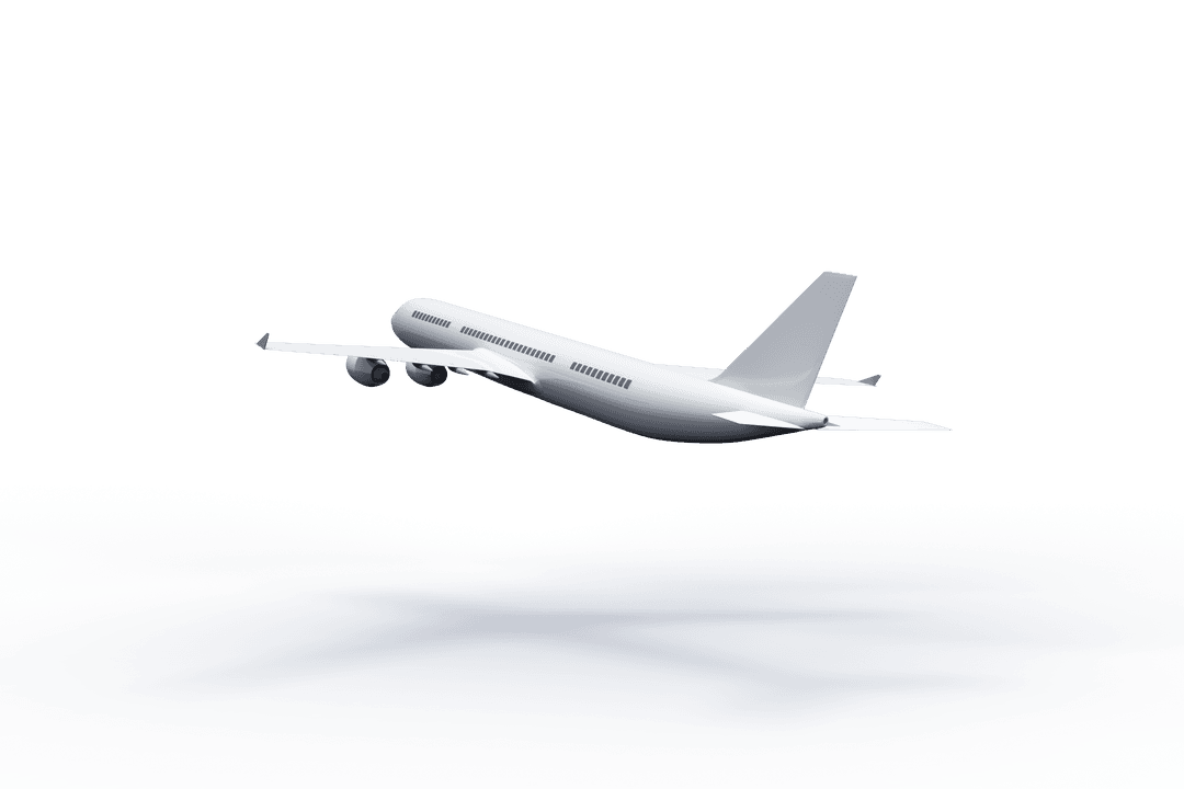 Airplane Taking Flight on Transparent Background