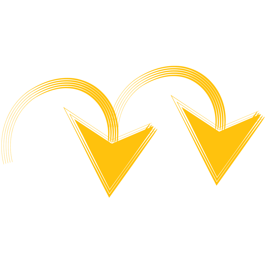 Yellow Curved Arrows on Transparent Background for Directions