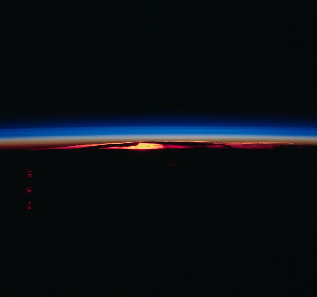 STS-39 Earth observation of Earth's limb at sunset shows atmospheric layers - Free Images, Stock Photos and Pictures on Pikwizard.com