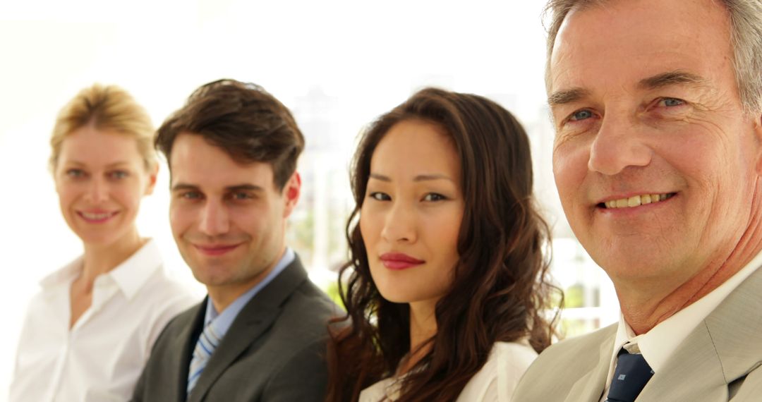 Diverse Business Team Smiling Confidently at Office
