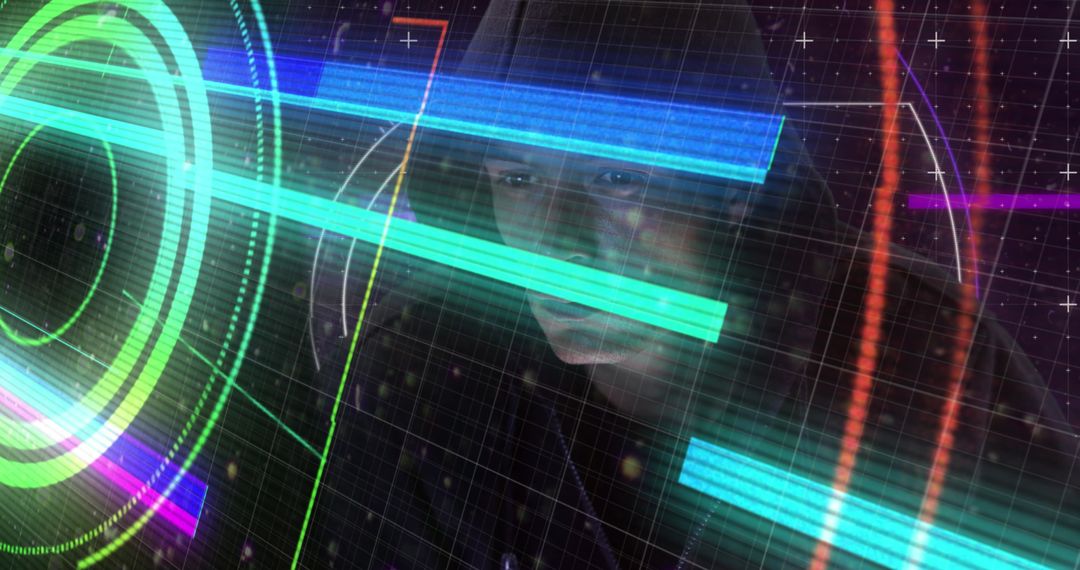 Caucasian Male Hacker Anonymously Operating Digital Network